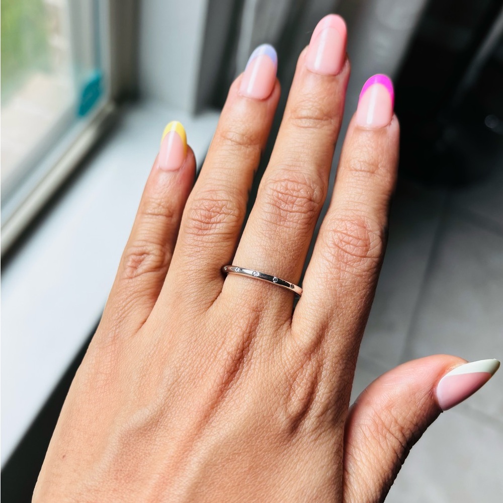 Pandora Simple Sparkling Band Stackable Ring - image 2